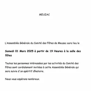 Assemblée générale du comité des fêtes